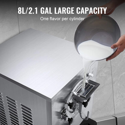 Commercial Single-Flavor Hard Serve Stainless Steel Ice Cream Machine, 20-25L/H (SAK20782)