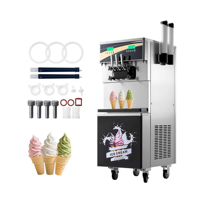 Heavy-Duty 45L/H 3-Flavor Dual Compressor Commercial Soft Serve Ice Cream Machine (SAK43195)