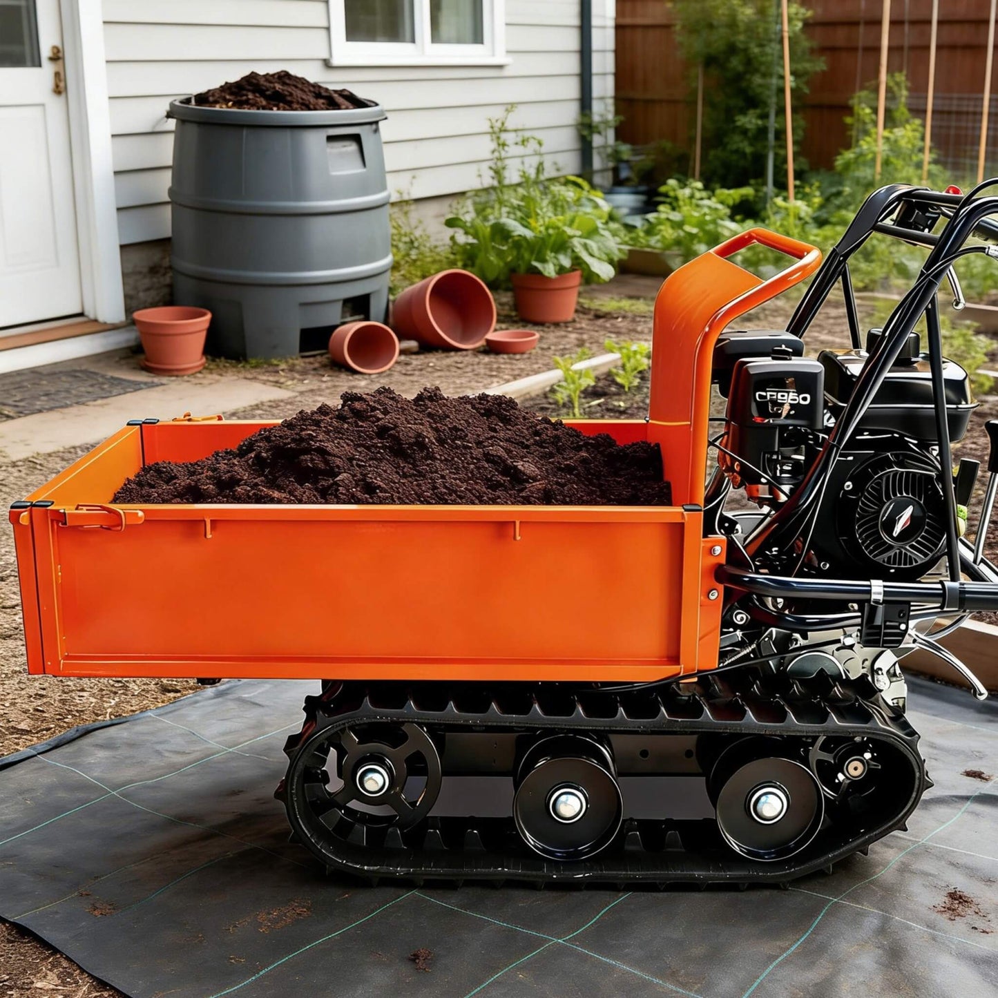 660LBS Heavy-Duty 6.5HP 208CC Gas-Powered Track Barrow (SAK49713)