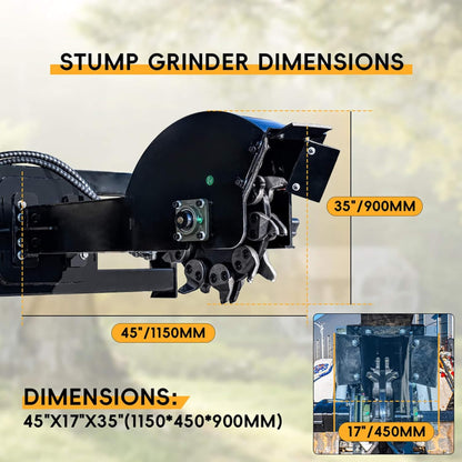 Heavy-Duty Skid Steer Stump Grinder Attachment With High-Speed Cutting Wheel (SAK52096)