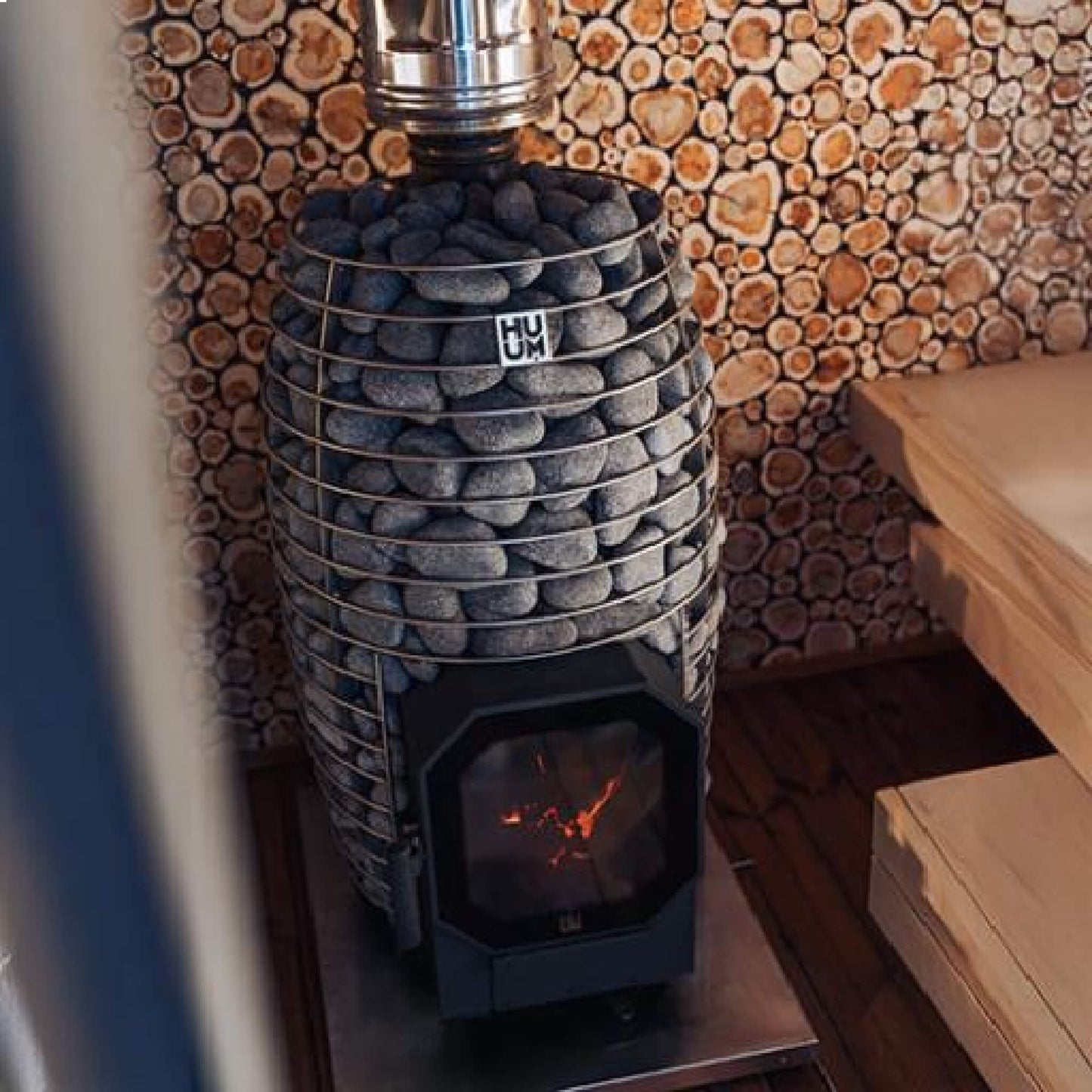Huum Hive Flow LS 9.8KW Wood-Burning Sauna Stove With Firebox Extension & Sauna Stones [H1016012] (SAK53412)