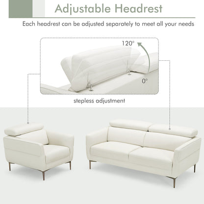 Modern Couched Sofa set with Adjustable Headrest