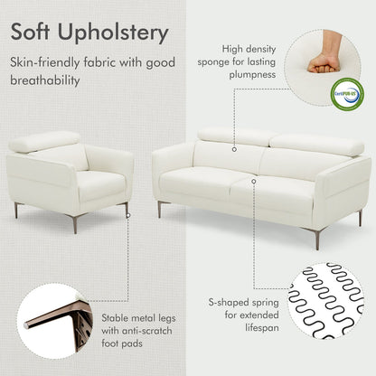 Modern Couched Sofa set with Adjustable Headrest