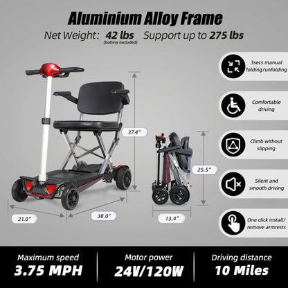 Lightweight Powered Folding Mobility Scooter For Adults And Seniors (SAK53214)