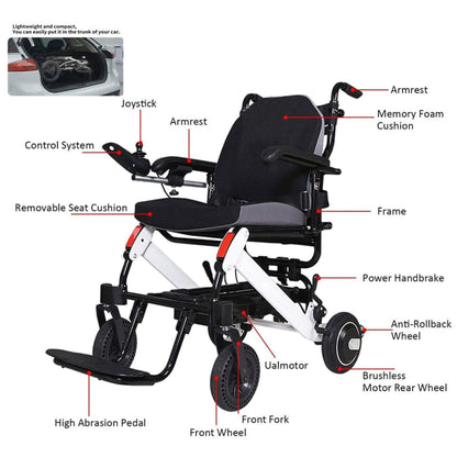 Maidesite 17.5-Inch 500W Wide Seat Lightweight Electric Folding Wheelchair (SAK33689)