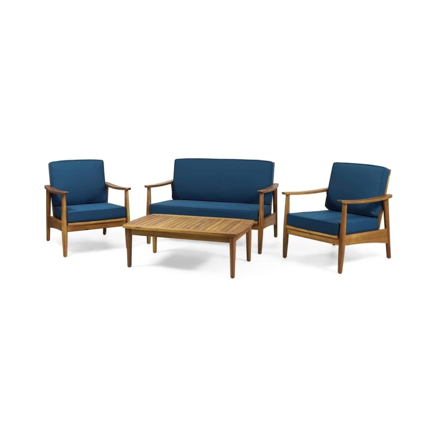 Alora Premium 4-Piece Wooden Outdoor Patio Conversation Seating Set With Cushions (SAK31469)