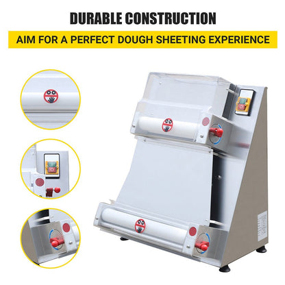 Premium Electric Commercial Pizza Dough Roller Pastry Sheeter Press Machine, 16-Inch (SAK83627)