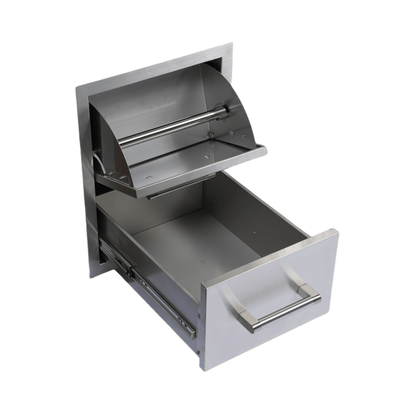 Premium Outdoor Kitchen With 32-Inch 60K BTU Built-In Stainless Steel LPG Gas Grill, Door And Drawer Combo And Stainless Steel Ice Box (SAK98661)