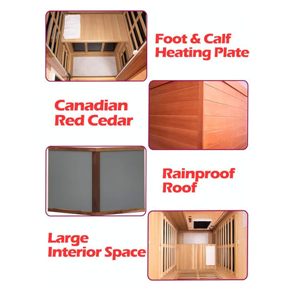 Thermora Xyra Premium 1-Person Outdoor Red Cedar Infrared Sauna With Low EMF, Chromotherapy And Bluetooth (SAK32783)