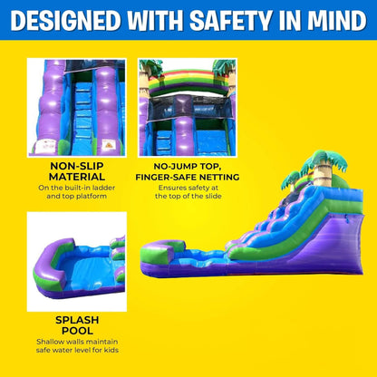 Large Purple Marble Inflatable Water Slide With Pool And Blower (SAK82910)